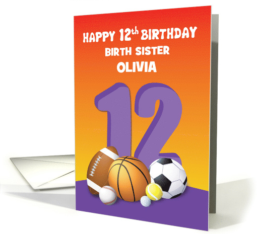 Custom Name and Relation Birth Sister Girl 12th Birthday... (1623946)