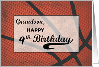 Grandson 9th Birthday Basketball Large Distressed Sports Ball card