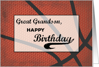 Great Grandson Birthday Basketball Large Distressed Sports Ball card