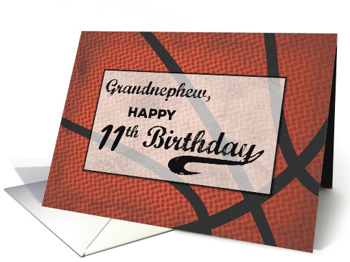 Grandnephew 11th Birthday Basketball Large Distressed Sports Ball card