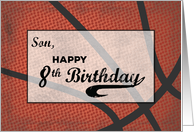 Son 8th Birthday Basketball Large Distressed Sports Ball card