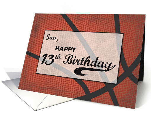 Son 13th Birthday Basketball Large Distressed Sports Ball card