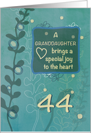Granddaughter 44th Religious Birthday Green Hand Drawn Look card