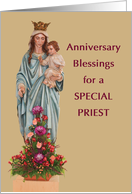 Ordination Anniversary with Mary and Jesus and Flowers card