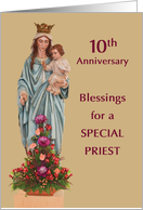 Tenth Ordination Anniversary with Mary and Jesus and Flowers card