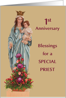 First Ordination Anniversary with Mary and Jesus and Flowers card