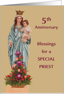 Fifth Ordination Anniversary with Mary and Jesus and Flowers card