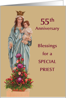 Fifty-Fifth Ordination Anniversary with Mary and Jesus and Flowers card
