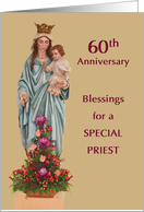 Sixtieth Ordination Anniversary with Mary and Jesus and Flowers card