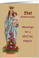 Custom Year Fifty-First Ordination Anniversary with Mary and Jesus card