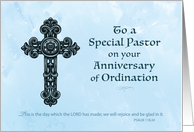 Pastor Ordination Anniversary Ornate Cross card