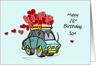 Son 28th Birthday Car Load of Hearts card