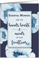 Essential Workers During Coronavirus Pandemic Flowers on Navy card