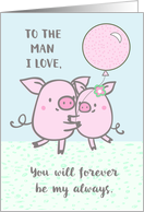 Husband Happy Anniversary Cute Pigs card