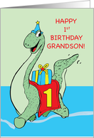 Grandson, 1st Birthday Dinosaur card