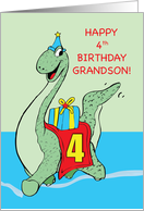 Grandson, 4th Birthday Dinosaur card