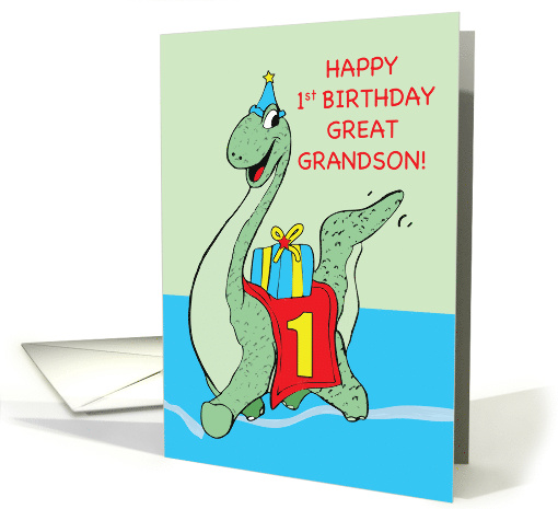 Great Grandson, 1st Birthday Dinosaur card (1636892)