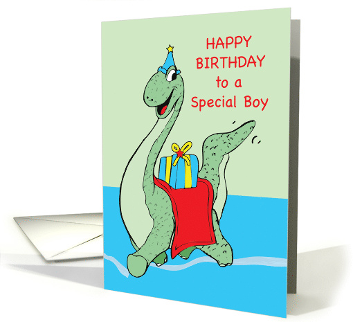 Boy Happy Birthday With Cute Dinosaur and Present card (1636900)