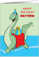 Custom Name, Boy, Matthew, Birthday Dinosaur card