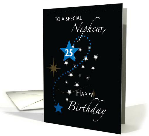 Nephew 25th Birthday Star Inspirational Blue and Black card (1639534)