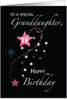Granddaughter 19th Birthday Star Inspirational Pink and Black card