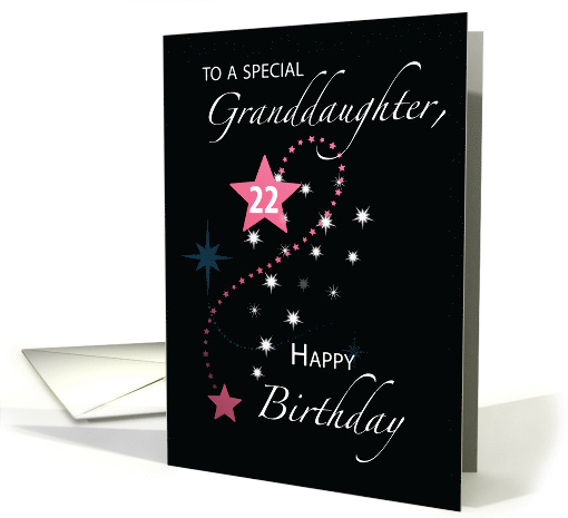 Granddaughter 22nd Birthday Star Inspirational Pink and Black card