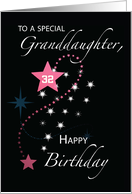 Granddaughter Custom Age 32nd Birthday Star Inspirational Pink & Black card