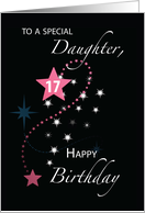 Daughter 17th Birthday Star Inspirational Pink and Black card