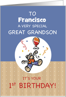 Great Grandson 1st Teddy Bear Balloon Birthday Custom Name card