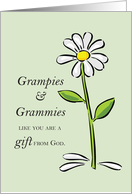 Grampy and Grammy Gift from God Daisy Religious Grandparents Day card