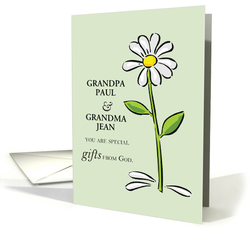 Custom Names Gift from God Daisy Religious Grandparents Day card