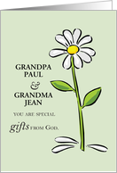 Custom Names Gift from God Daisy Religious Grandparents Day card