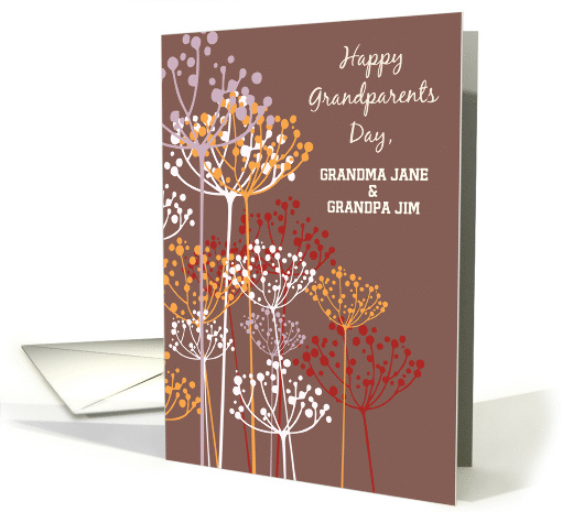 Custom Name Grandparents Day Brown Wildflowers Religious card