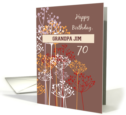 Custom Name Grandfather 70th Birthday Brown Wildflowers Religious card