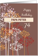 Custom Name Grandfather 74th Birthday Brown Wildflowers Religious card