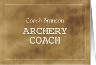 Custom Name Archery Coach Thanks Definition Simple Brown Grunge Like card