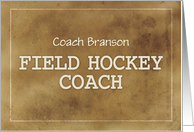 Custom Name Field Hockey Coach Thanks Definition Simple Brown Grunge card