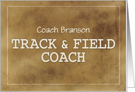 Custom Name Track and Field Coach Thanks Definition Simple Brown Grung card