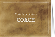 Custom Name Coach Thanks Definition Simple Brown Grunge Like card