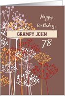 Custom Name Grandfather 78th Birthday Brown Wildflowers Religious card