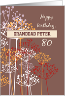 Custom Name Grandfather 80th Birthday Brown Wildflowers Religious card