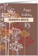Custom Name Grandfather 83rd Birthday Brown Wildflowers Religious card