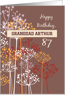 Custom Name Grandfather 87th Birthday Brown Wildflowers Religious card