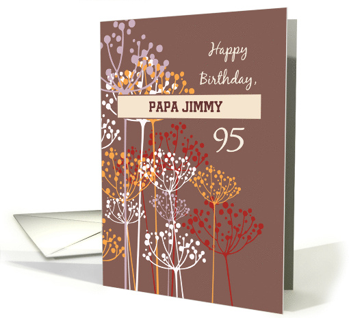Custom Name Grandfather 95th Birthday Brown Wildflowers Religious card
