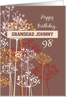 Custom Name Grandfather 98th Birthday Brown Wildflowers Religious card