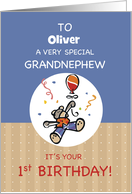 Custom Name Grandnephew 1st Teddy Bear Balloon Birthday card