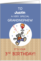 Custom Name Grandnephew 3rd Teddy Bear Balloon Birthday card