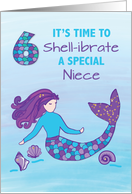 Niece 6th Birthday Sparkly Look Mermaid card