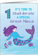 Great Niece 1st Birthday Sparkly Look Mermaid card