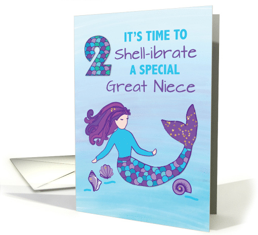 Great Niece 2nd Birthday Sparkly Look Mermaid card (1646602)